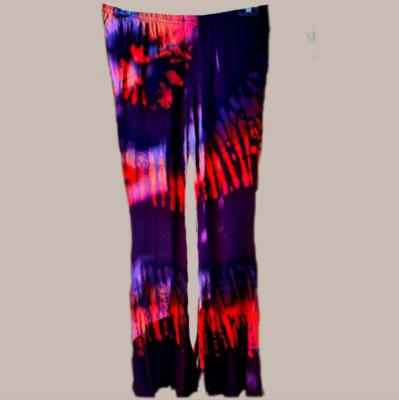 TIE DYE *8 Colors Avail* Rayon Stretch Bell Bottom Pant OS NEW - Picture 2 of 16